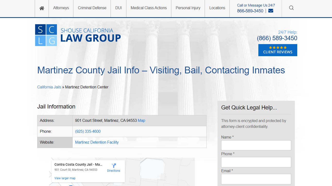Martinez County Jail Info – Visiting, Bail, Contacting Inmates